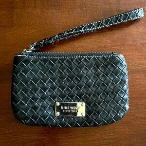 Nine West Woven Faux Leather Black Coin Purse Wristlet